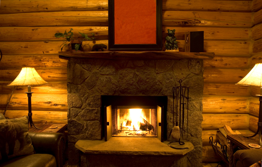 Log Cabin Fireplace